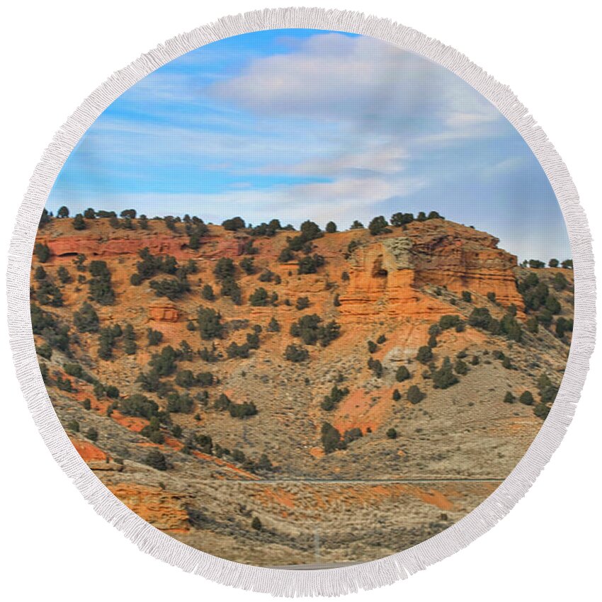 Landscape Round Beach Towel featuring the photograph Trip Across USA Arizona Landscape by Chuck Kuhn