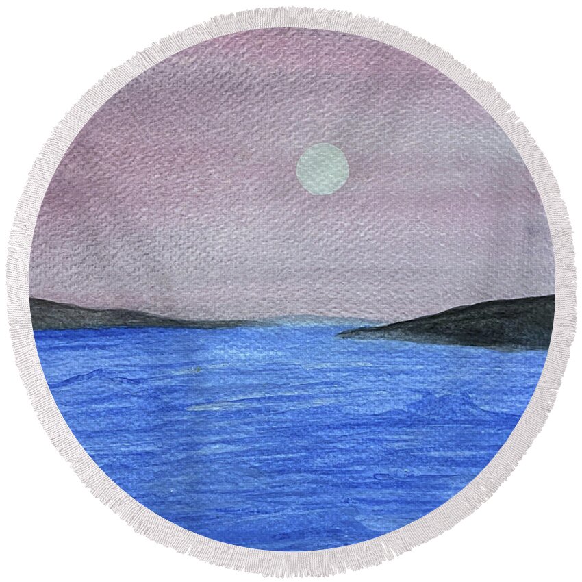 Ocean Round Beach Towel featuring the painting Tropical Sea by Lisa Neuman