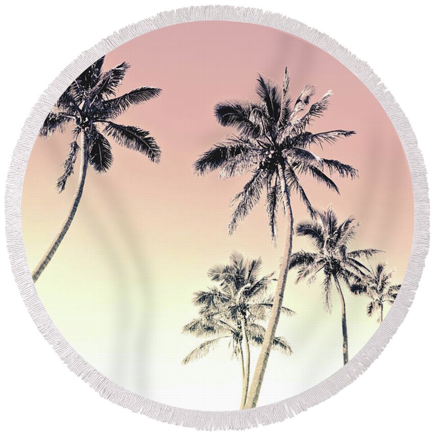 Skyward Palm Trees Round Beach Towel featuring the photograph Tropicana by Az Jackson