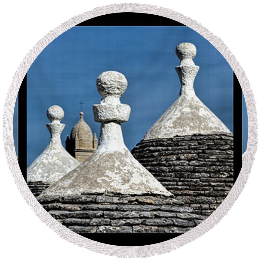 Trulli Round Beach Towel featuring the photograph Trulli Tops Square by Elvira Peretsman