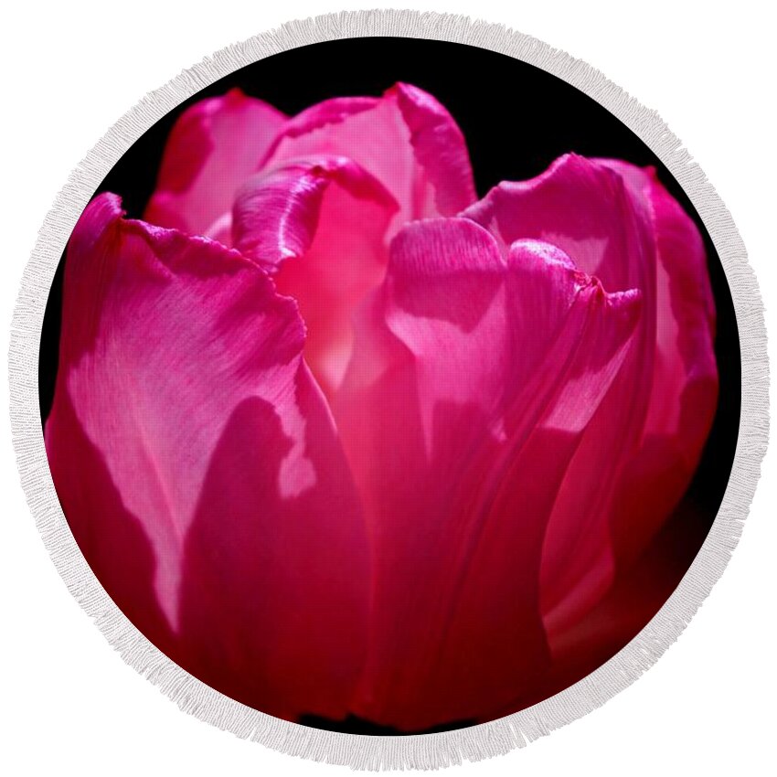 Whispers Of The Heart! Round Beach Towel featuring the photograph Tulip beauty by Bess Carter