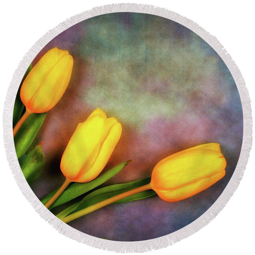 Flower Round Beach Towel featuring the photograph Tulip Intensity by Bill and Linda Tiepelman