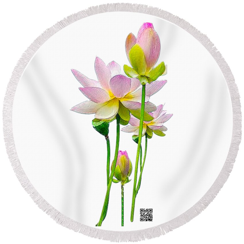 Flowers Round Beach Towel featuring the mixed media Tulipan by Rafael Salazar