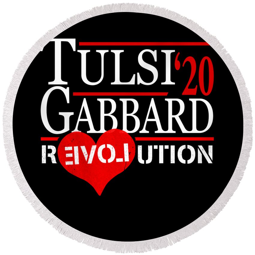 Election Round Beach Towel featuring the digital art Tulsi Gabbard 2020 Revolution by Flippin Sweet Gear