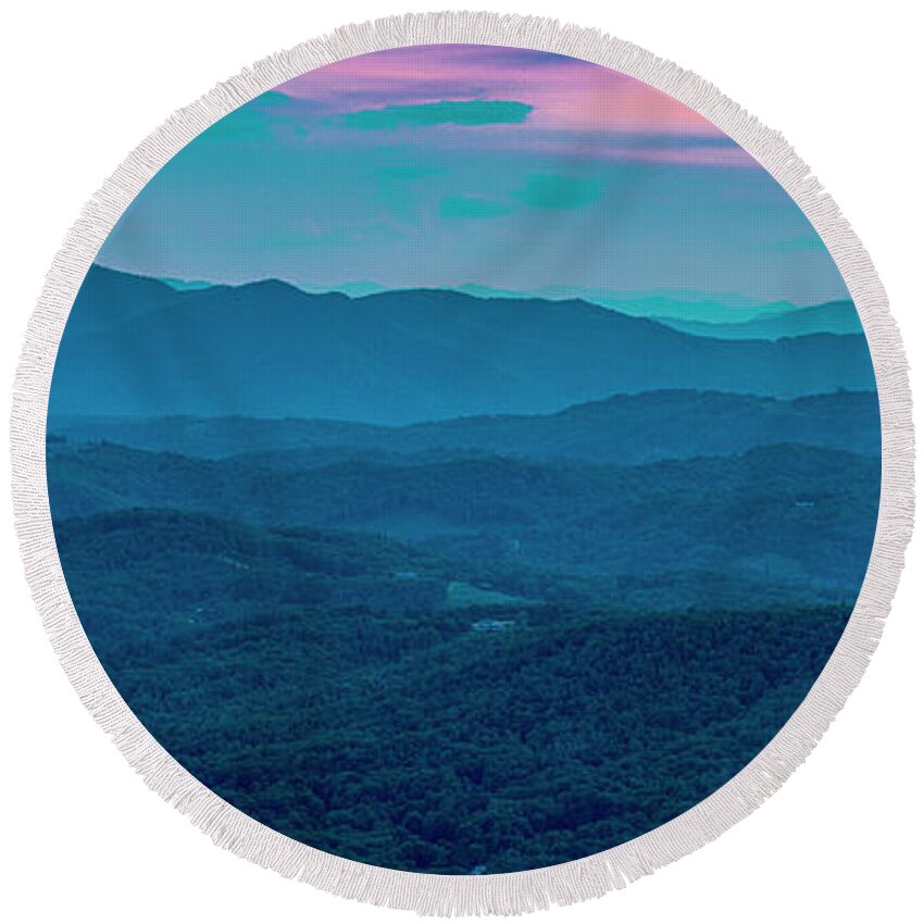 Blue Ridge Mountains Round Beach Towel featuring the photograph Twilight by Melissa Southern