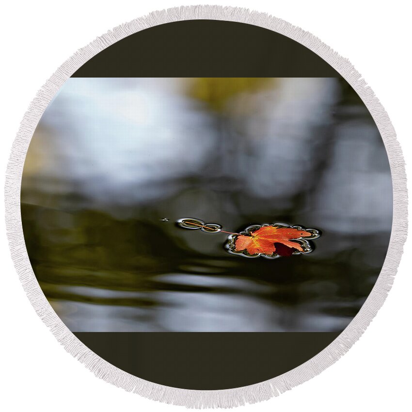 Autumn Round Beach Towel featuring the photograph Twin Lakes Red by Kevin Suttlehan