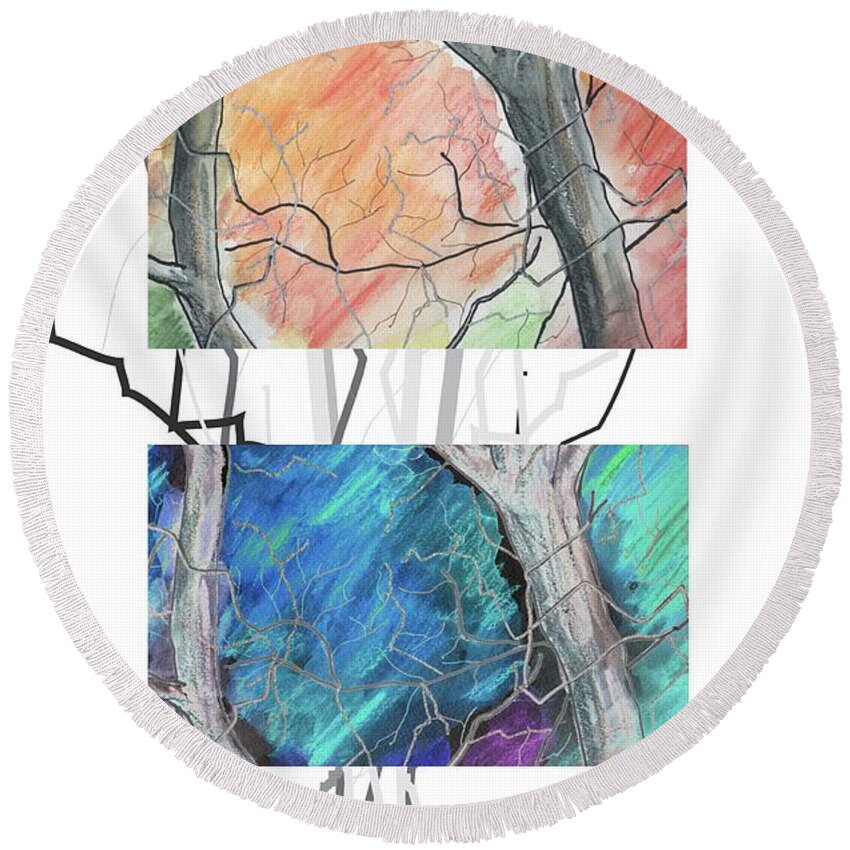 Contemporary Round Beach Towel featuring the digital art Two Trees by Ted Clifton