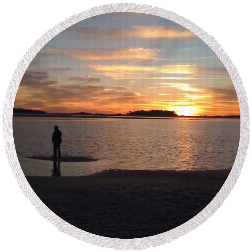 Beach Round Beach Towel featuring the photograph Tybee Sunset by Lee Darnell