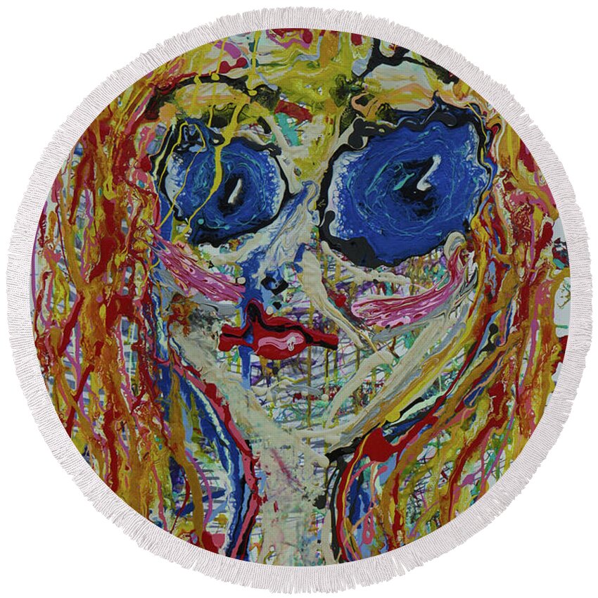 Ufnb Round Beach Towel featuring the painting UFnB by Tessa Evette