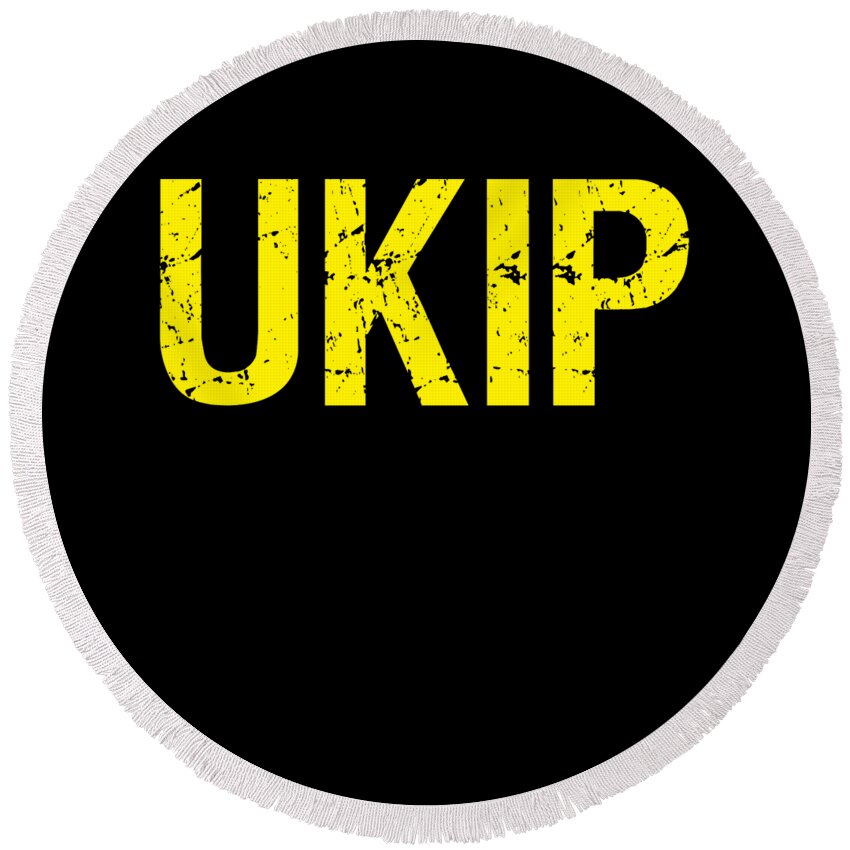 Funny Round Beach Towel featuring the digital art UKIP UK Independence Party by Flippin Sweet Gear