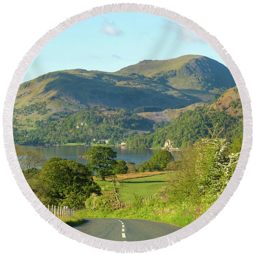Ullswater Round Beach Towel featuring the photograph Ullswater View by Chris Barnard