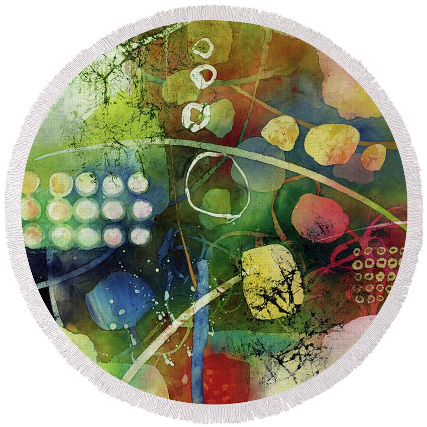 Abstract Round Beach Towel featuring the painting Under the Surface 3 by Hailey E Herrera