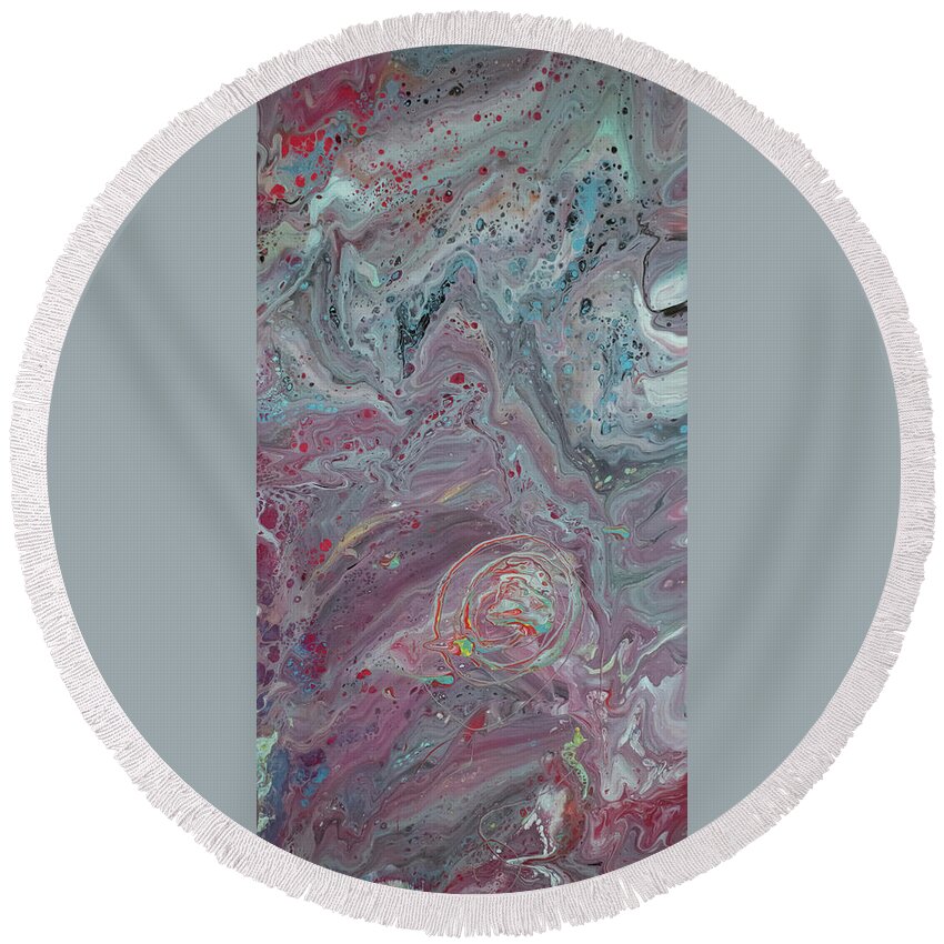 Pour Round Beach Towel featuring the mixed media Underwater Pour by Aimee Bruno