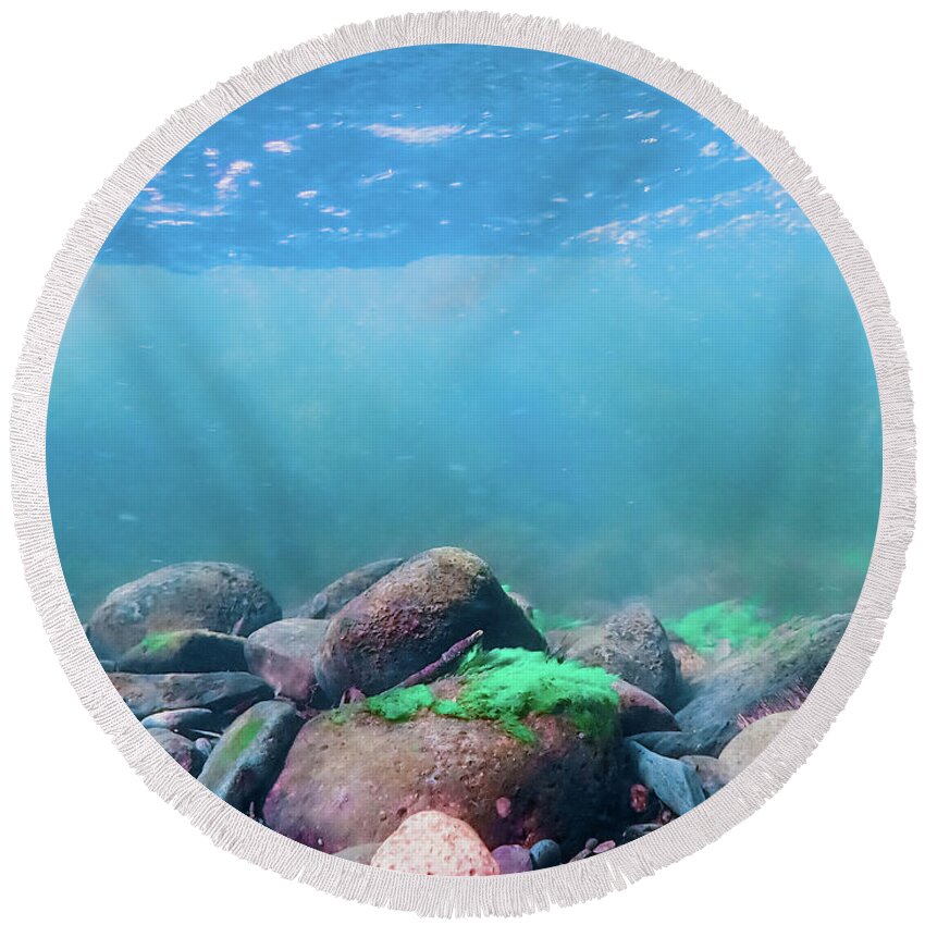 Sea Round Beach Towel featuring the photograph Underwater Scene - Upper Delaware River 6 by Amelia Pearn