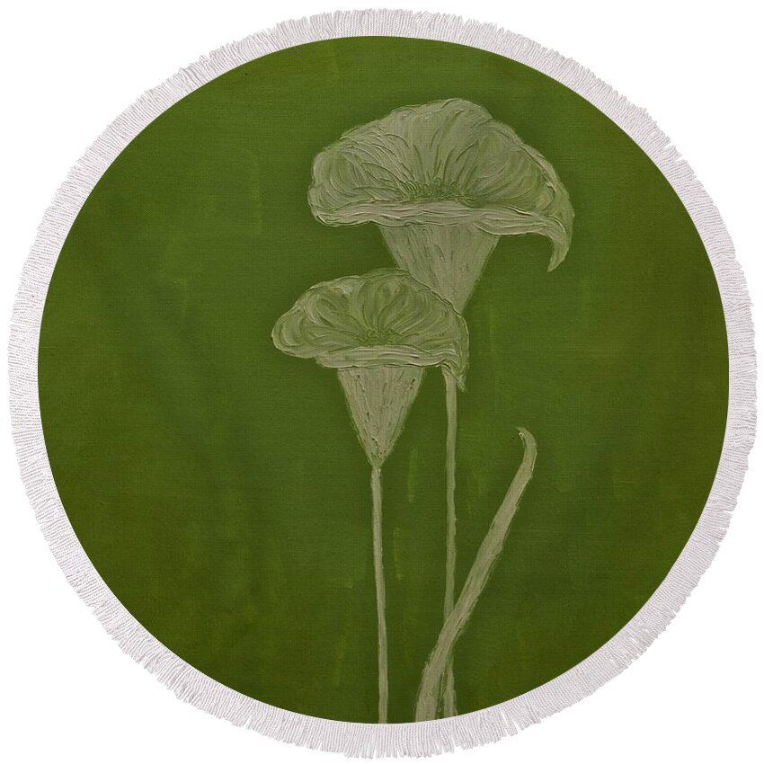 Flower Round Beach Towel featuring the painting United by Alina Deica