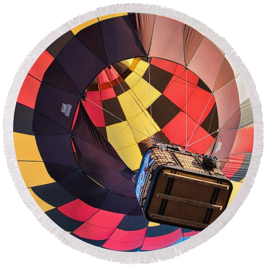 Hot Air Balloons Round Beach Towel featuring the photograph Up, up and Away AIBF 4 by Segura Shaw Photography