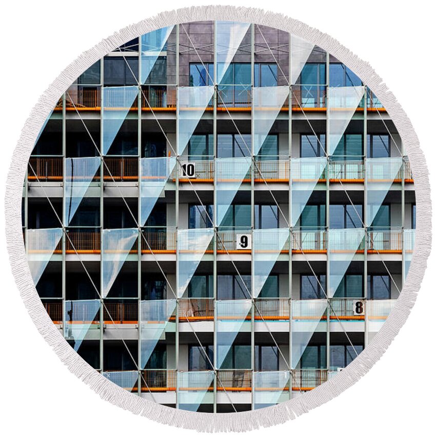 Architecture Round Beach Towel featuring the photograph Urban geometry by Roberto Pagani