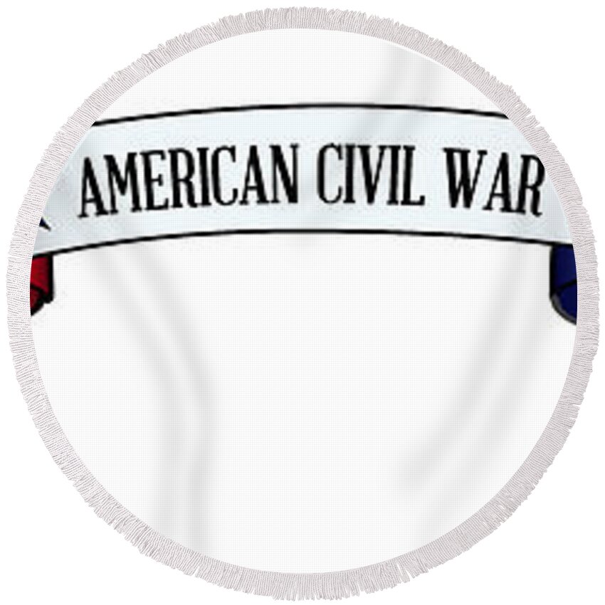 Civil Round Beach Towel featuring the digital art USA Red White And Blue Civil War Ribbon Banner by Bigalbaloo Stock