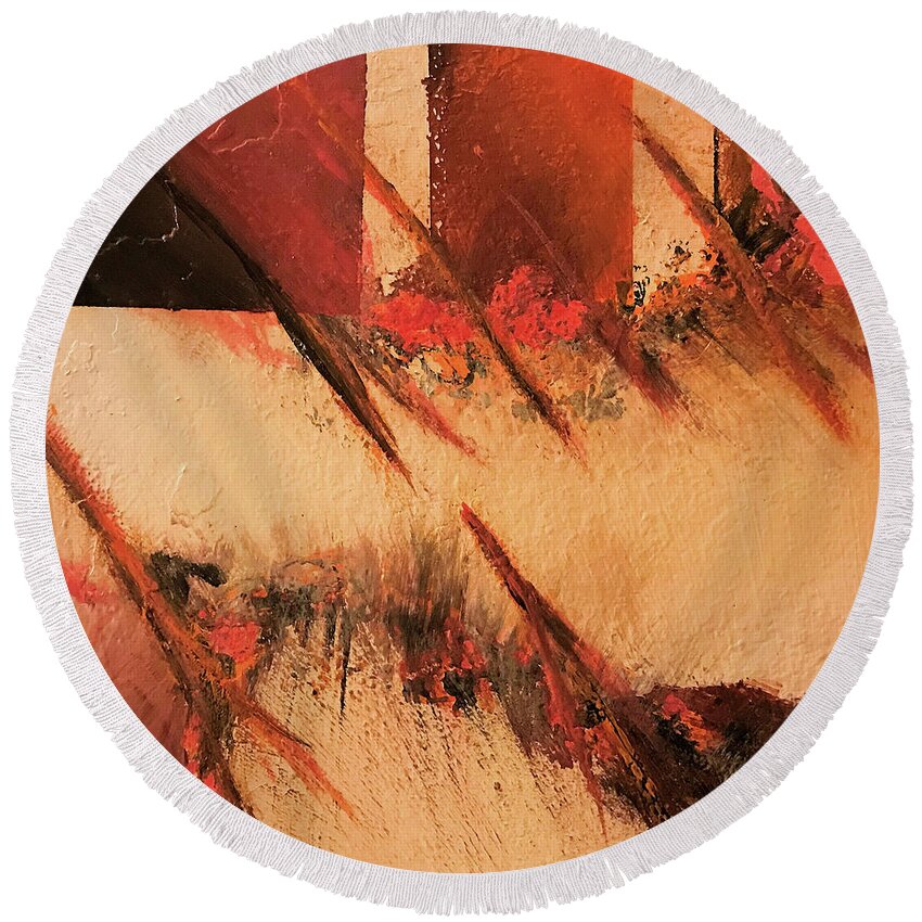 Abstract Round Beach Towel featuring the painting Uttermost by Art by Gabriele
