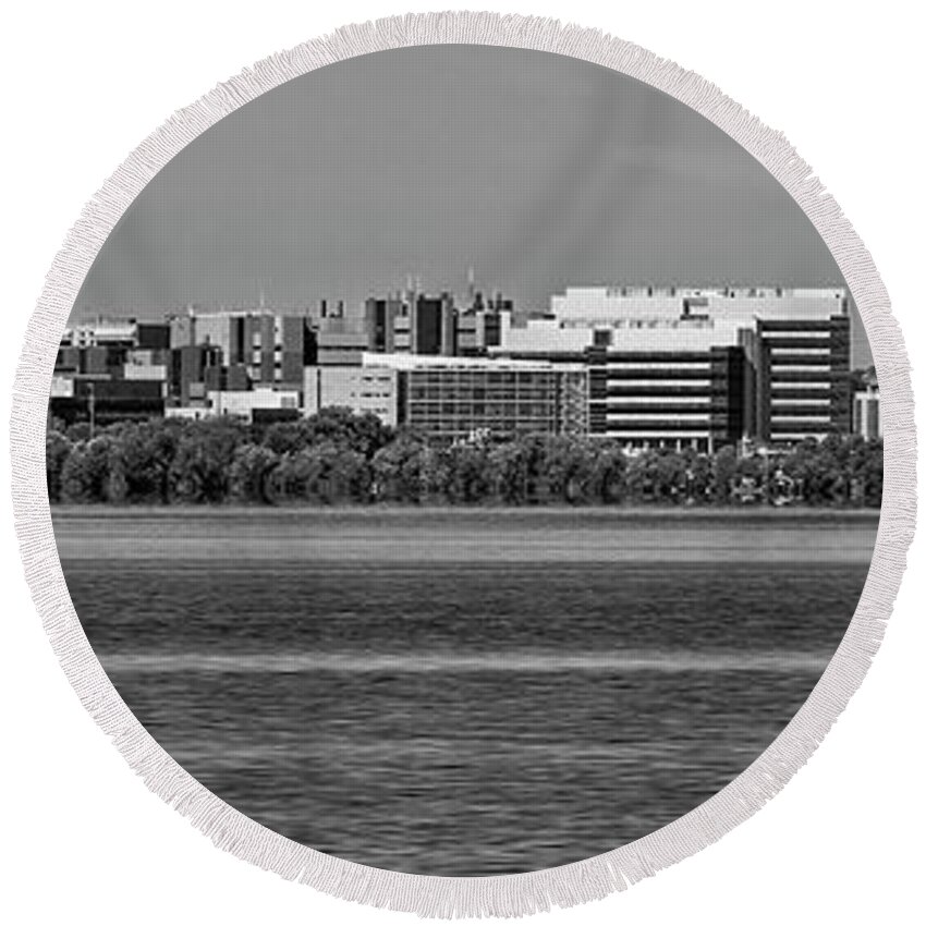 Madison Round Beach Towel featuring the photograph UW Hospital, Madison, Wisconsin 2 by Steven Ralser