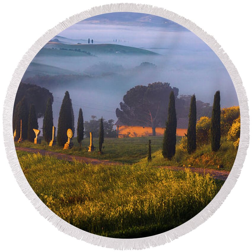Italy Round Beach Towel featuring the photograph Val d'Orcia by Evgeni Dinev