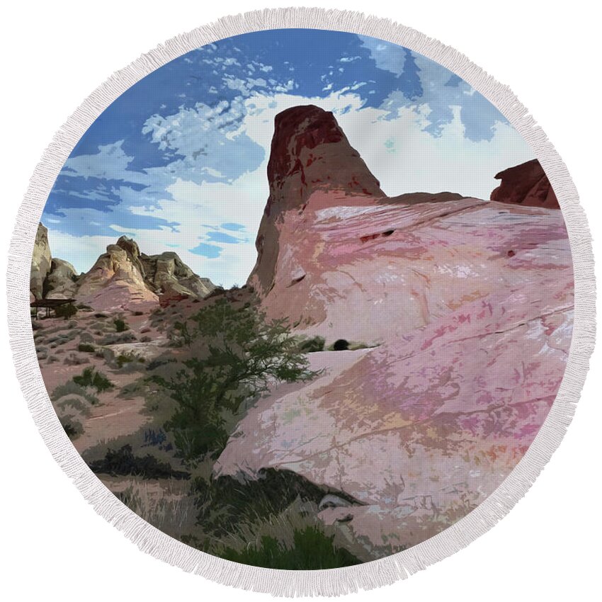 Ribbon Round Beach Towel featuring the photograph Valley of Fire Cutout Series by JustJeffAz Photography