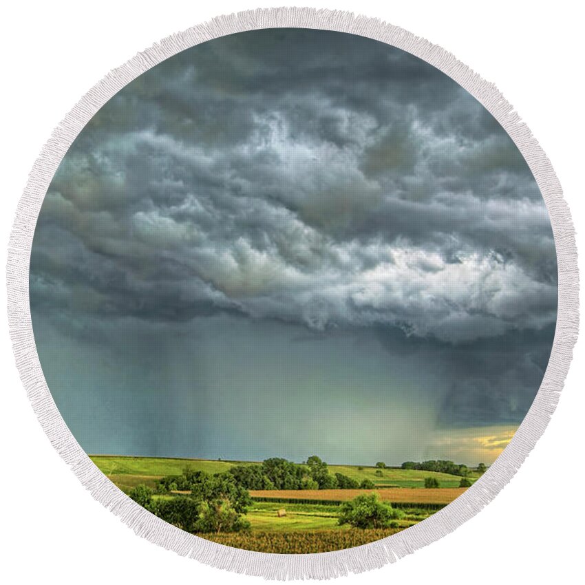 Weather Round Beach Towel featuring the photograph Valley Storm by Bruce Morrison