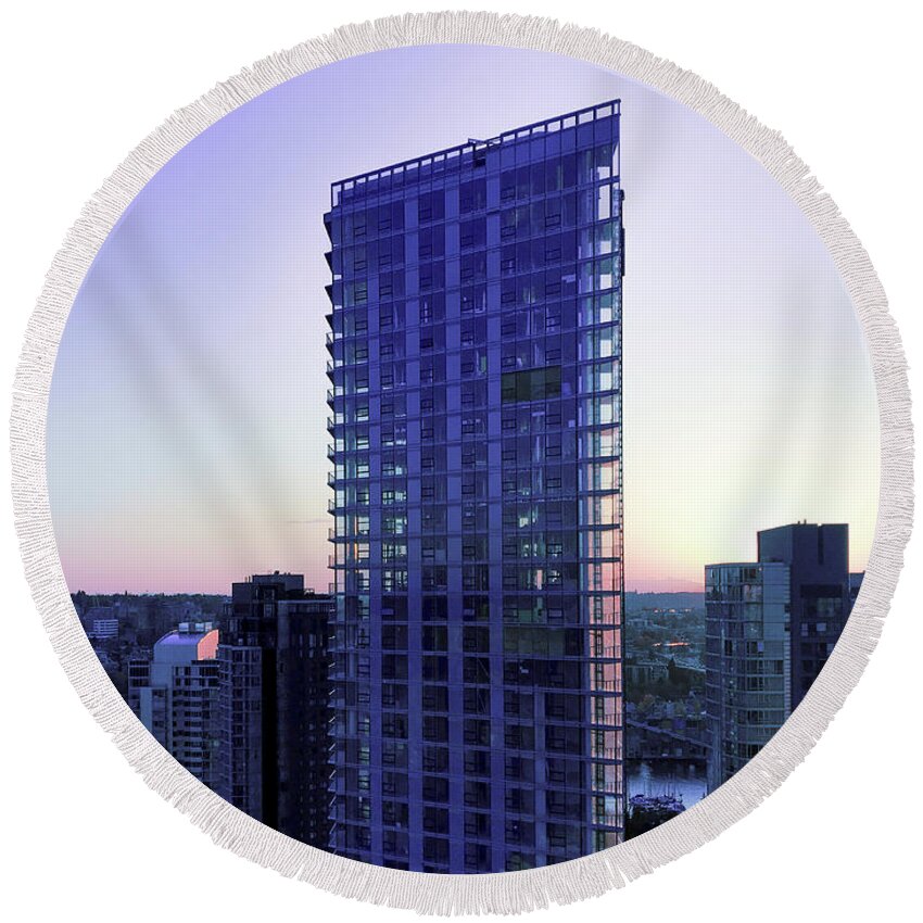 Vancouver Canada Round Beach Towel featuring the photograph Vancouver British Columbia Canada Cityscape 4434 by Amyn Nasser