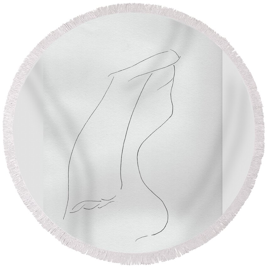 Veil Round Beach Towel featuring the drawing Veil by Bethany Beeler