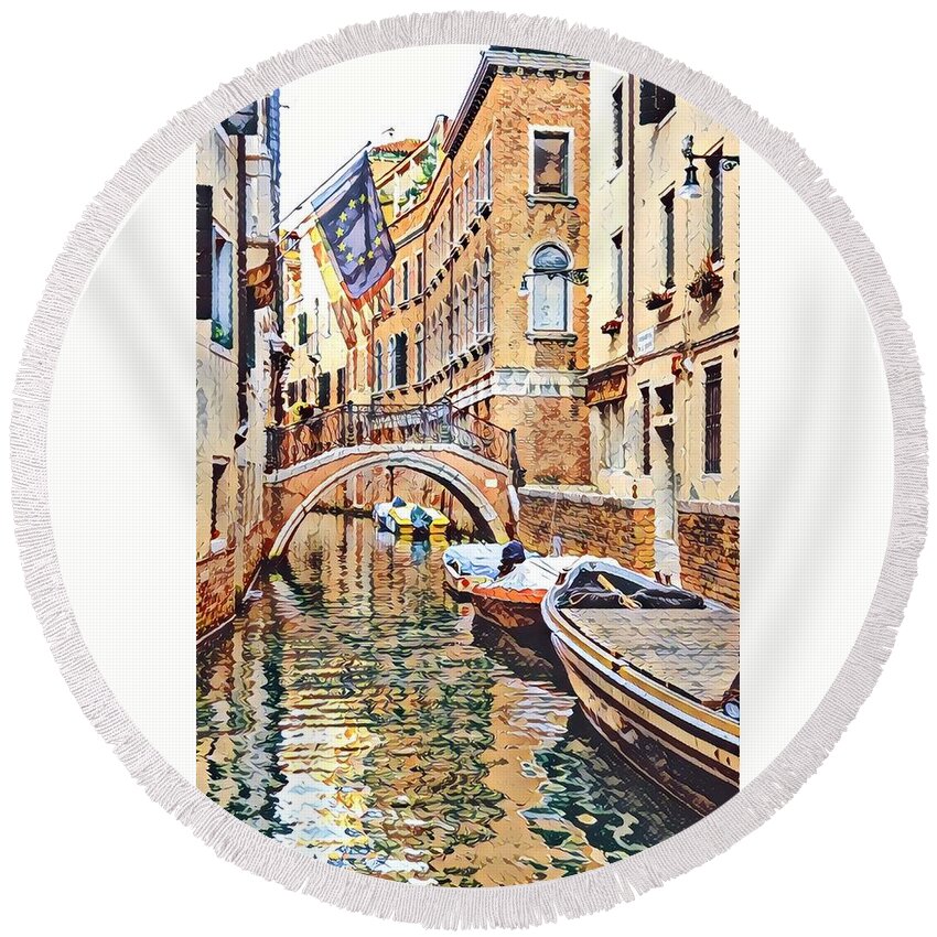  Round Beach Towel featuring the photograph Venice Italy by Adam Green