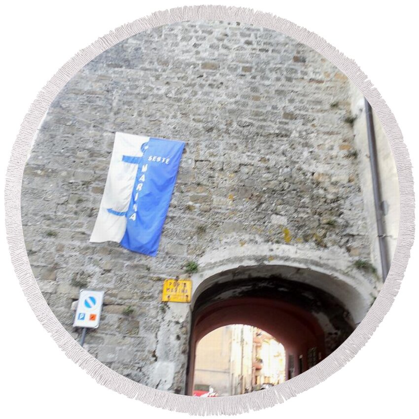 Ventimiglia Round Beach Towel featuring the photograph Ventimiglia Stone Archway by Aisha Isabelle