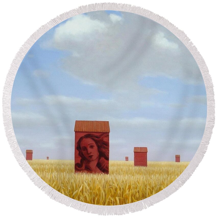 Realism Round Beach Towel featuring the painting Venus by Zusheng Yu