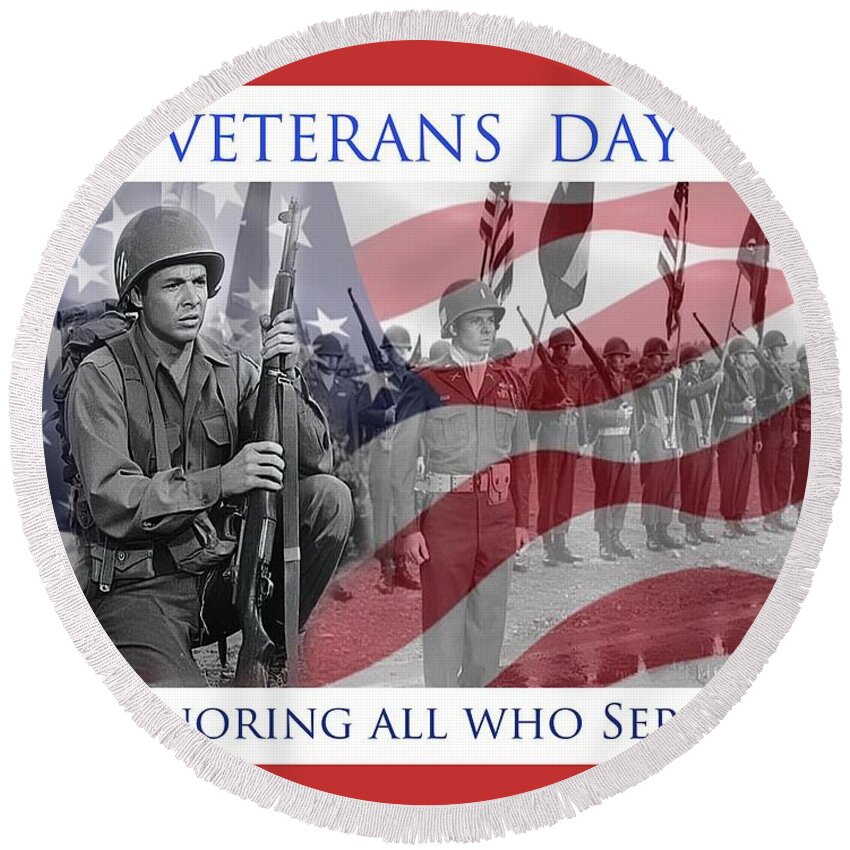 Audie Murphy Round Beach Towel featuring the photograph Veterans Day - Audie Murphy by Dyle Warren