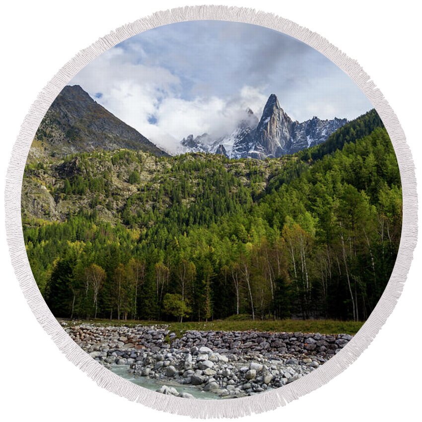River Round Beach Towel featuring the photograph View from the river by Andrew Lalchan