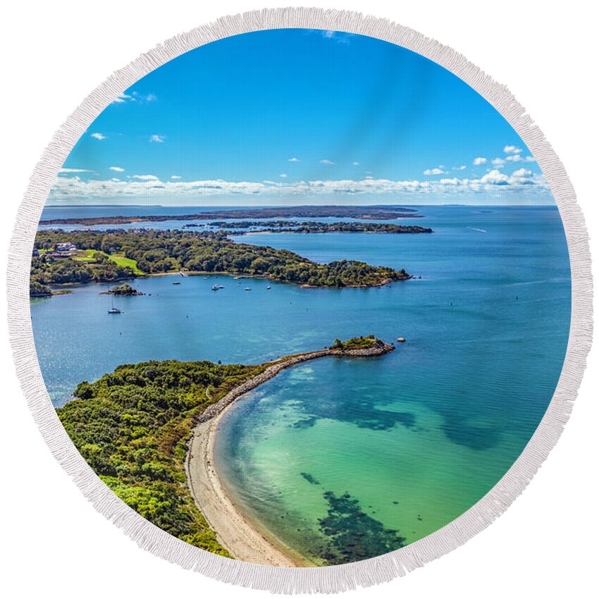 Knob Round Beach Towel featuring the photograph View of The Knob by Veterans Aerial Media LLC