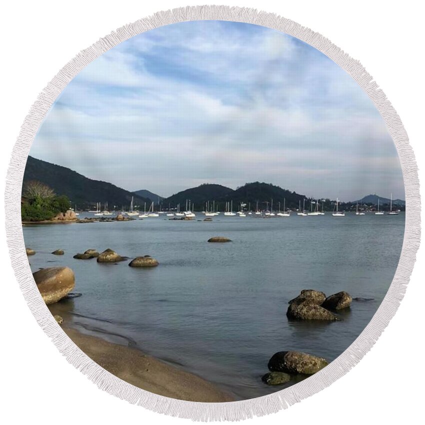 Rio De Janeiro Round Beach Towel featuring the photograph View point in Brazil by Bettina X