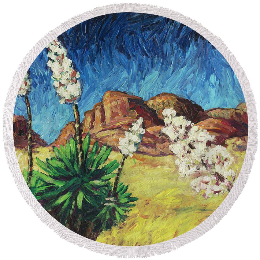 Van Gogh Round Beach Towel featuring the painting Vincent in Arizona by James W Johnson