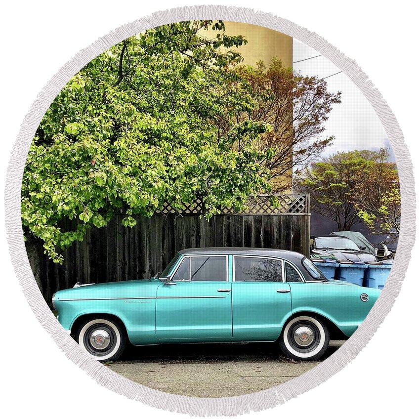  Round Beach Towel featuring the photograph Vintage Car by Julie Gebhardt
