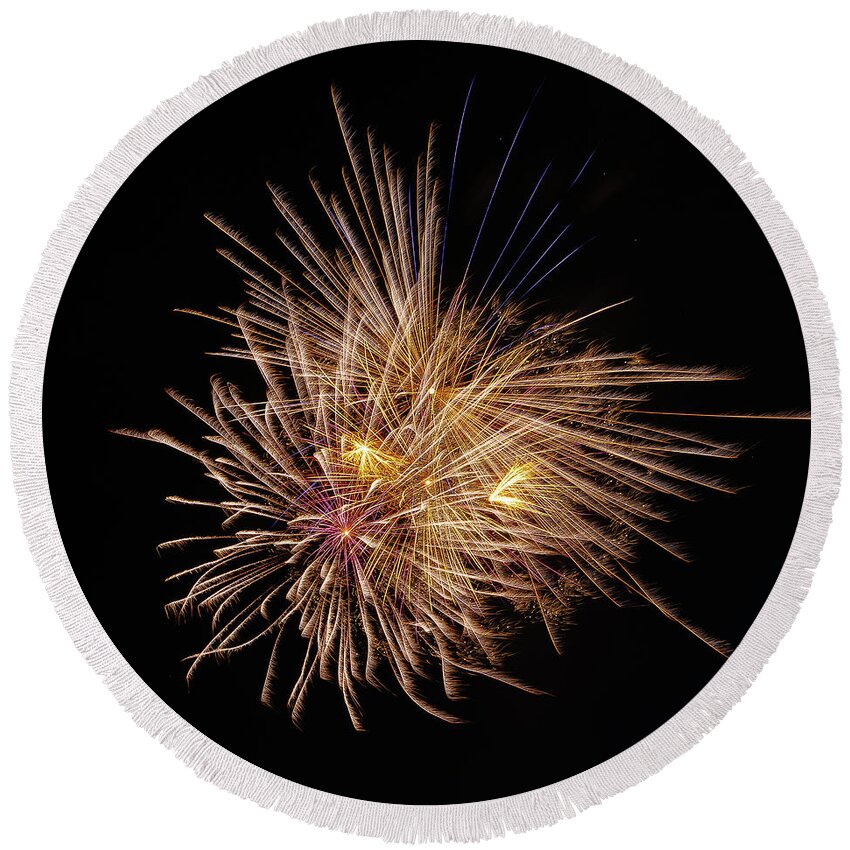 Fireworks Round Beach Towel featuring the photograph Virginia City Fireworks 16 by Ron Long Ltd Photography
