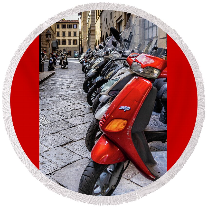 Tuscany Round Beach Towel featuring the photograph Vroom by Marian Tagliarino