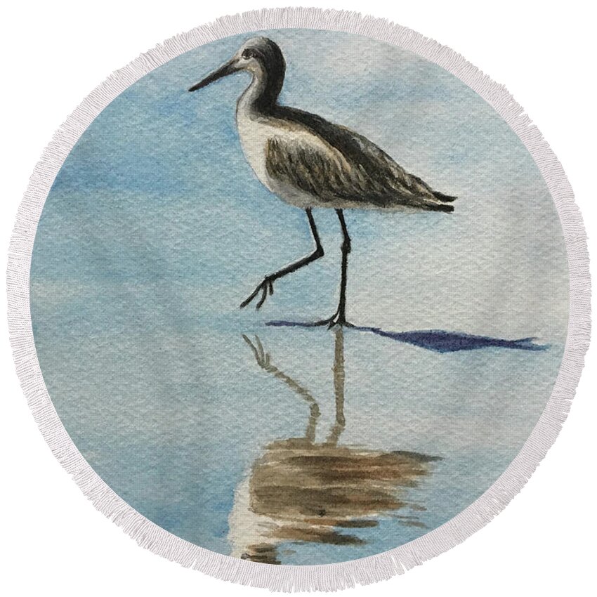 Shore Round Beach Towel featuring the painting Walking on Water by Jill Ciccone Pike
