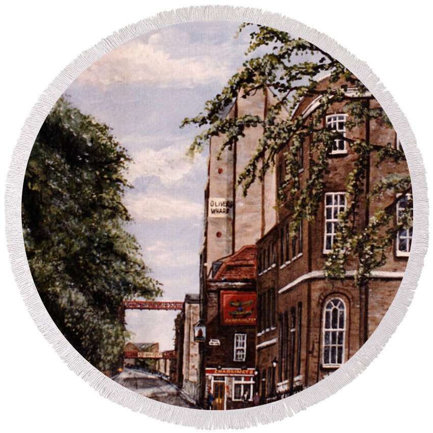 Wapping Round Beach Towel featuring the painting Wapping High Street and The Town of Ramsgate by Mackenzie Moulton