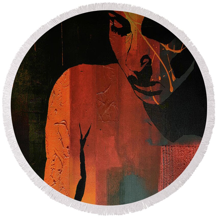 Emotion Round Beach Towel featuring the painting Was it worth it by Paul Lovering