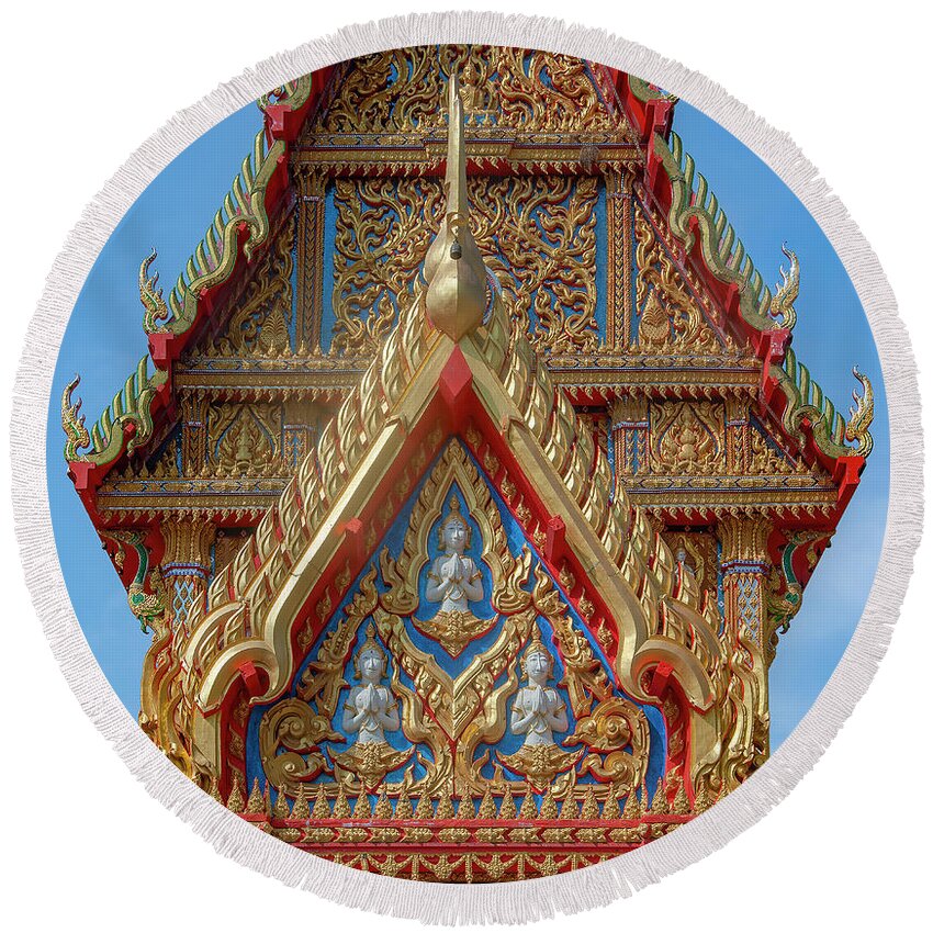 Scenic Round Beach Towel featuring the photograph Wat Nong Ja Bok Phra Ubosot Wall Gate DTHNR0238 by Gerry Gantt