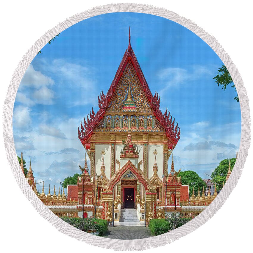Scenic Round Beach Towel featuring the photograph Wat Si Thep Pradittharam Phra Ubosot DTHNP0276 by Gerry Gantt