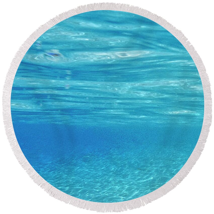 Ocean Round Beach Towel featuring the photograph Water and sky triptych - 1 of 3 by Artesub
