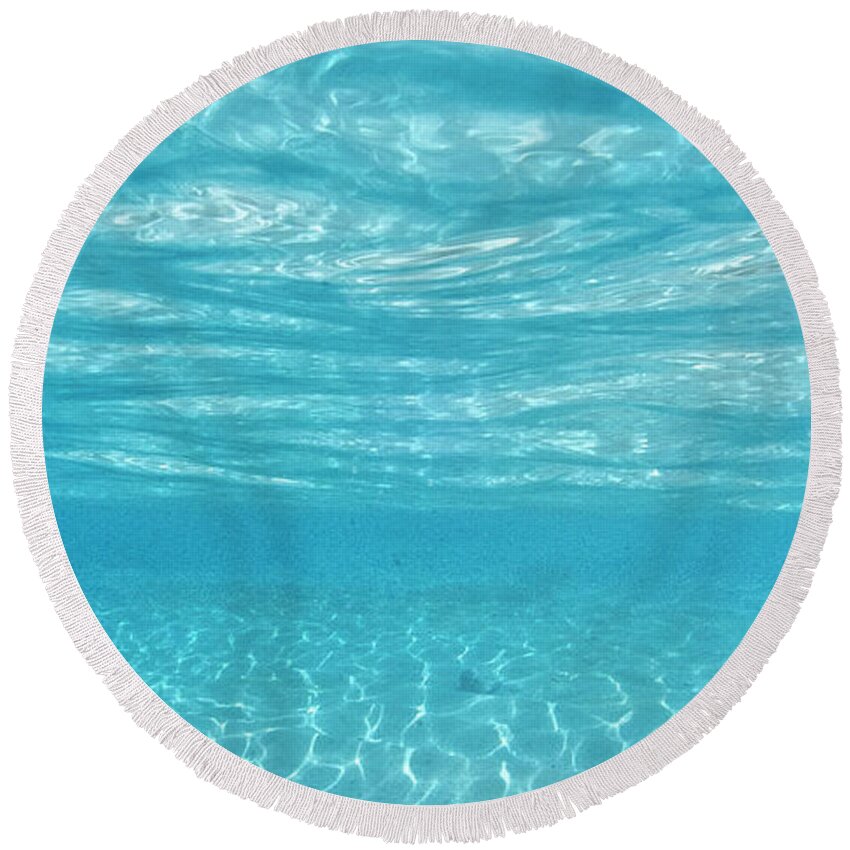Ocean Round Beach Towel featuring the photograph Water and sky triptych - 2 of 3 by Artesub