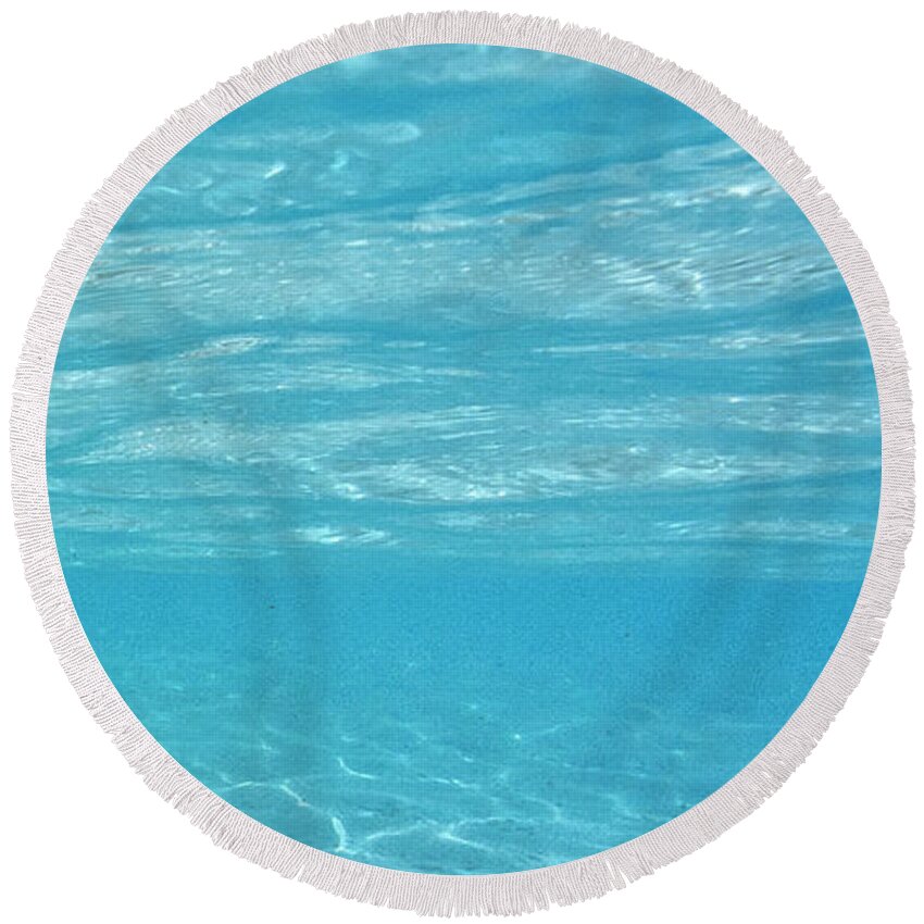 Ocean Round Beach Towel featuring the photograph Water and sky triptych - 3 of 3 by Artesub