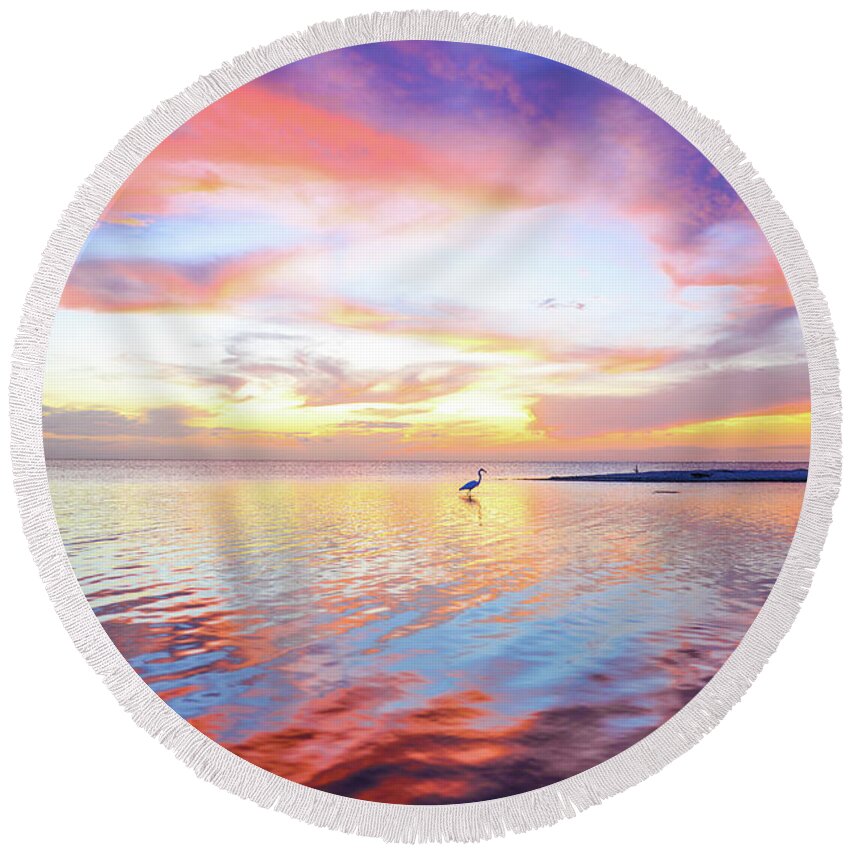 Howard Round Beach Towel featuring the photograph Water Colors by Christopher Rice