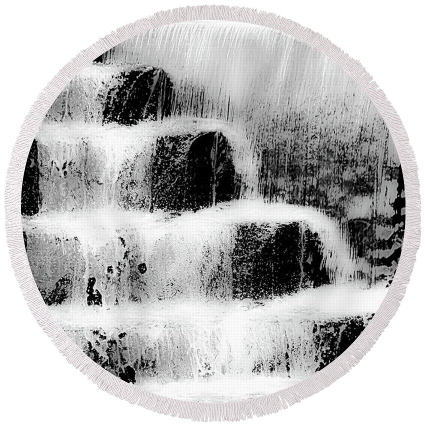 Water Steps Round Beach Towel featuring the photograph Water steps by Christopher Maxum